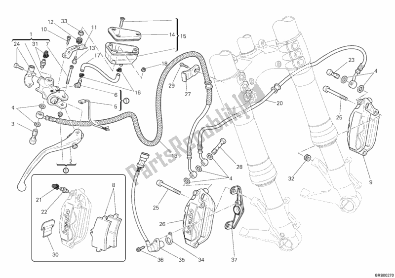 Alle onderdelen voor de Voorremsysteem van de Ducati Streetfighter S USA 1100 2011